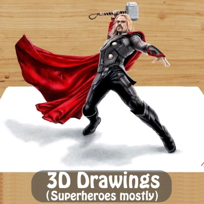 3d colored pencil drawings of superheroes