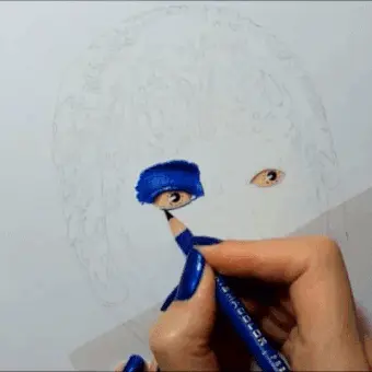 actress face colored pencil drawing