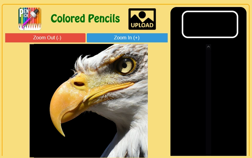 Penpick app interface with uploaded reference photo of bald eagle