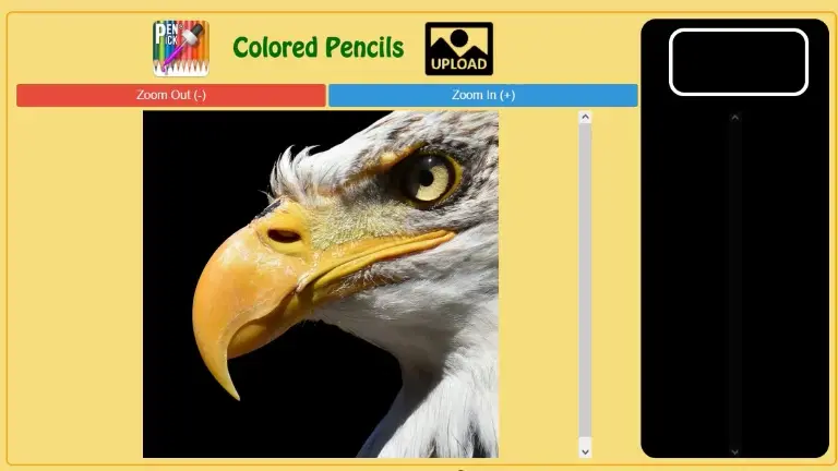 Screenshot of the Penpick app showing a selected bald eagle beak color and a list of recommended colored pencils from different brands
