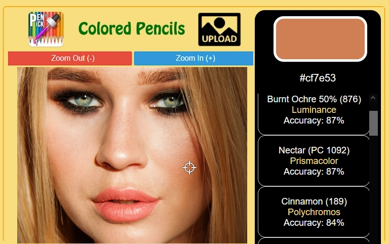 colored pencil color picker application with reference photo skin tones