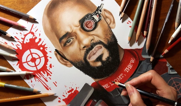 colored pencil drawing will smith actor realism techniques step by step for beginners