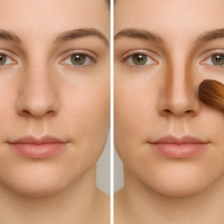 image of a face with changed shapes with make up important technique for drawing faces