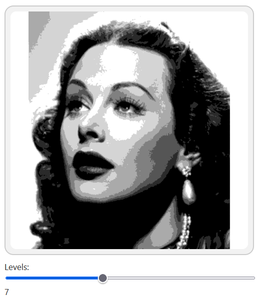 reference photo portrait of Hedy Lamar in public domain posterized into 7 levels