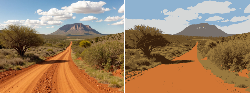 Landscape reference photo vs 7-level Color Value Finder result.